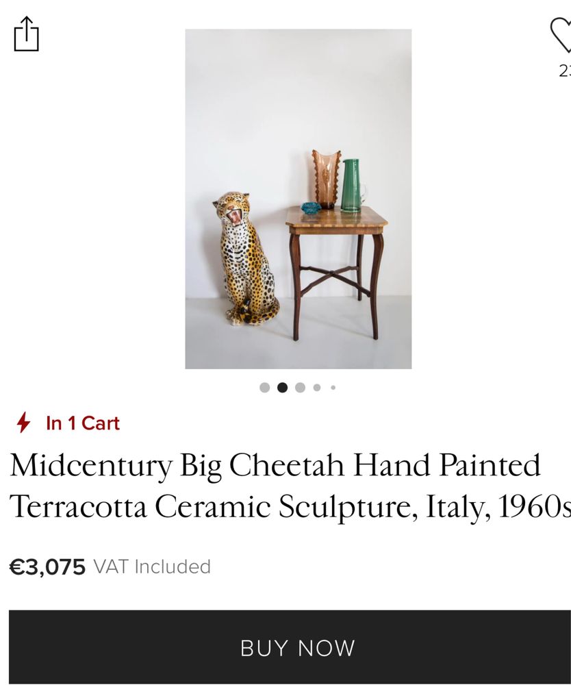 Ogromna figura rzeźba lamparta made in Italy 83cm 15kg 1960 vintage