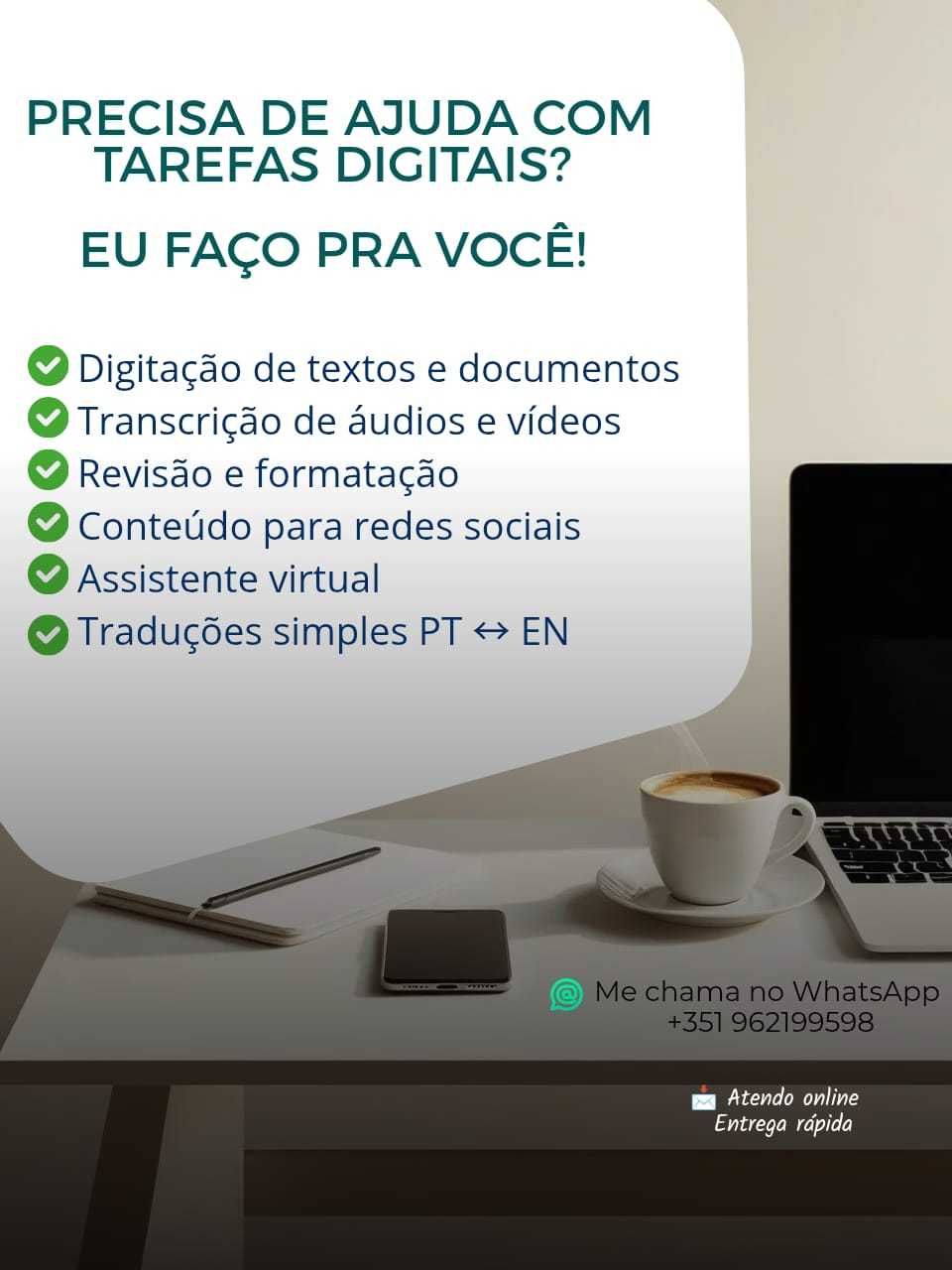 Serviços de Digitação,Transcrição, Revisão,Assistente Virtual - Remoto