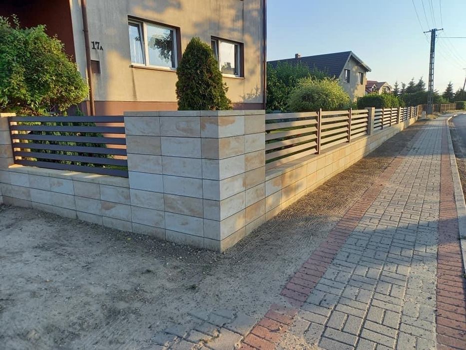 Murowanie plotu ogrodzeń modułowych, łupanych DREW-BET JONIEC STYROBUD