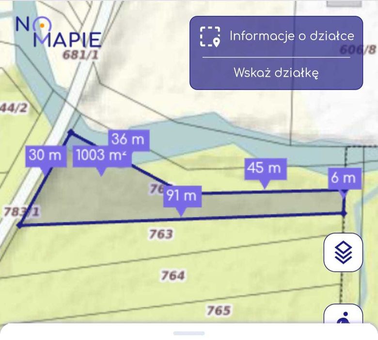 Działka z linią brzegową rzeki Mienia