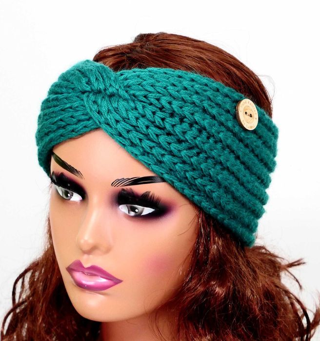 LaMel Opaska na głowę uszy Merino Akryl handmade obw.52-55cm