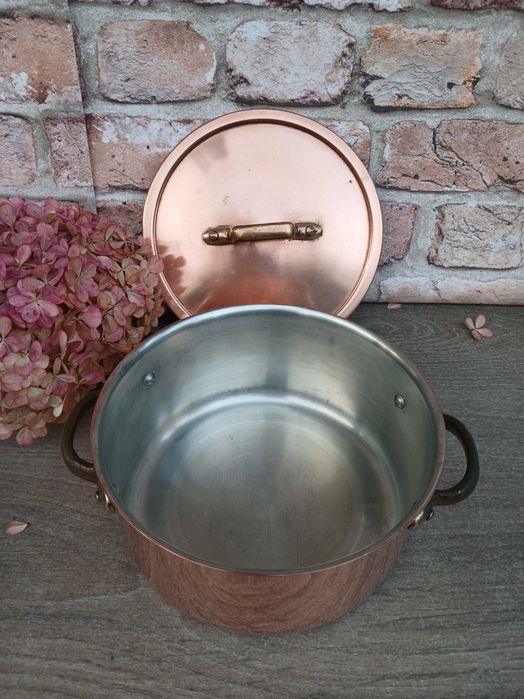 Miedziany garnek z pokrywką pojemność 1,6 litra