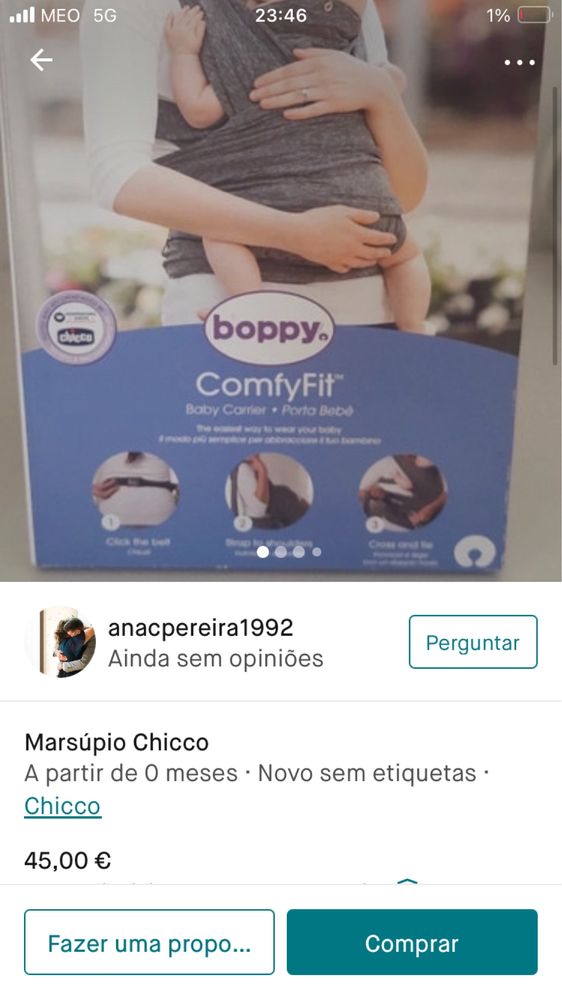 Marsupio chicco  ergonomico desde o nascimento ate 15kg