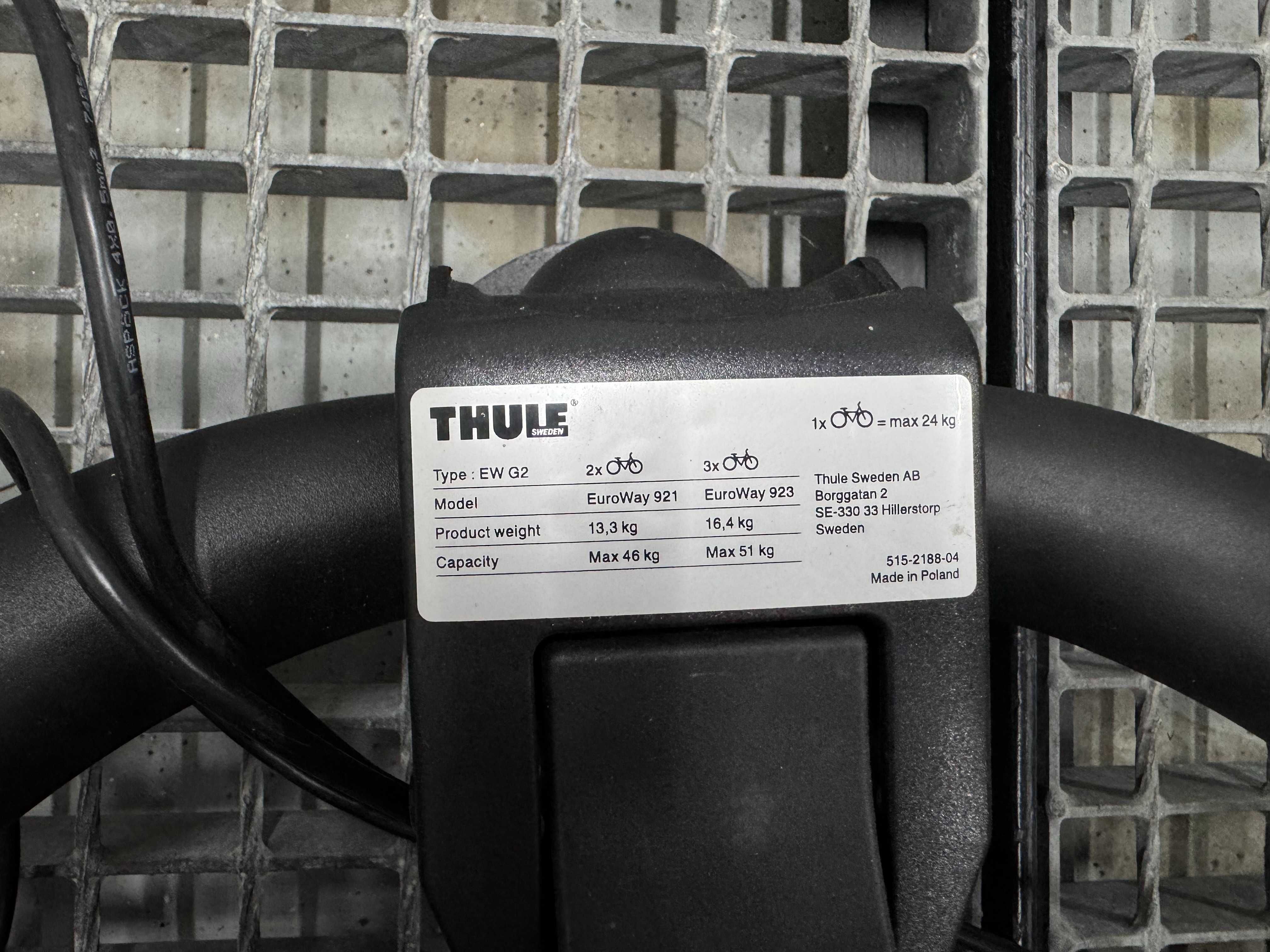 Bagażnik rowerowy Thule EuroWay G2 921 na hak na 2 rowery