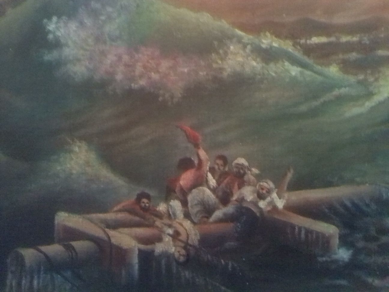 Картина маслом на холсте "Девятый вал" 90 х 60 доставка приз - корабль