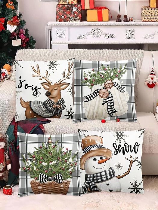 Декоративні наволочки з новорічно-різдвяним принтом.
