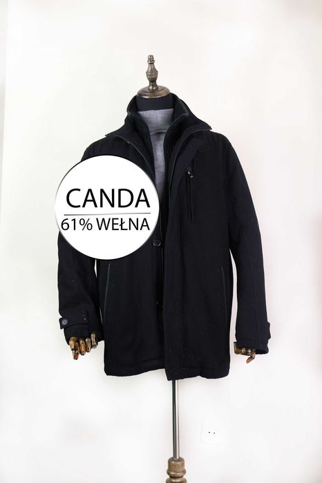 Płaszcz męski czarny Canda wełna wełniany XL