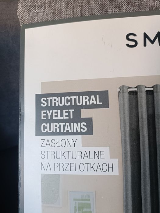 Szare strukturalne zasłony na przelotkach 2 sztuki 140/250
