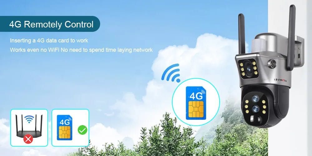 Вулична автономна камера відеоспостереження Vision V380pro 4K4GSim 8Mp