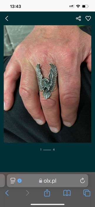 Męski srebrny sygnet z orłem próby 925”