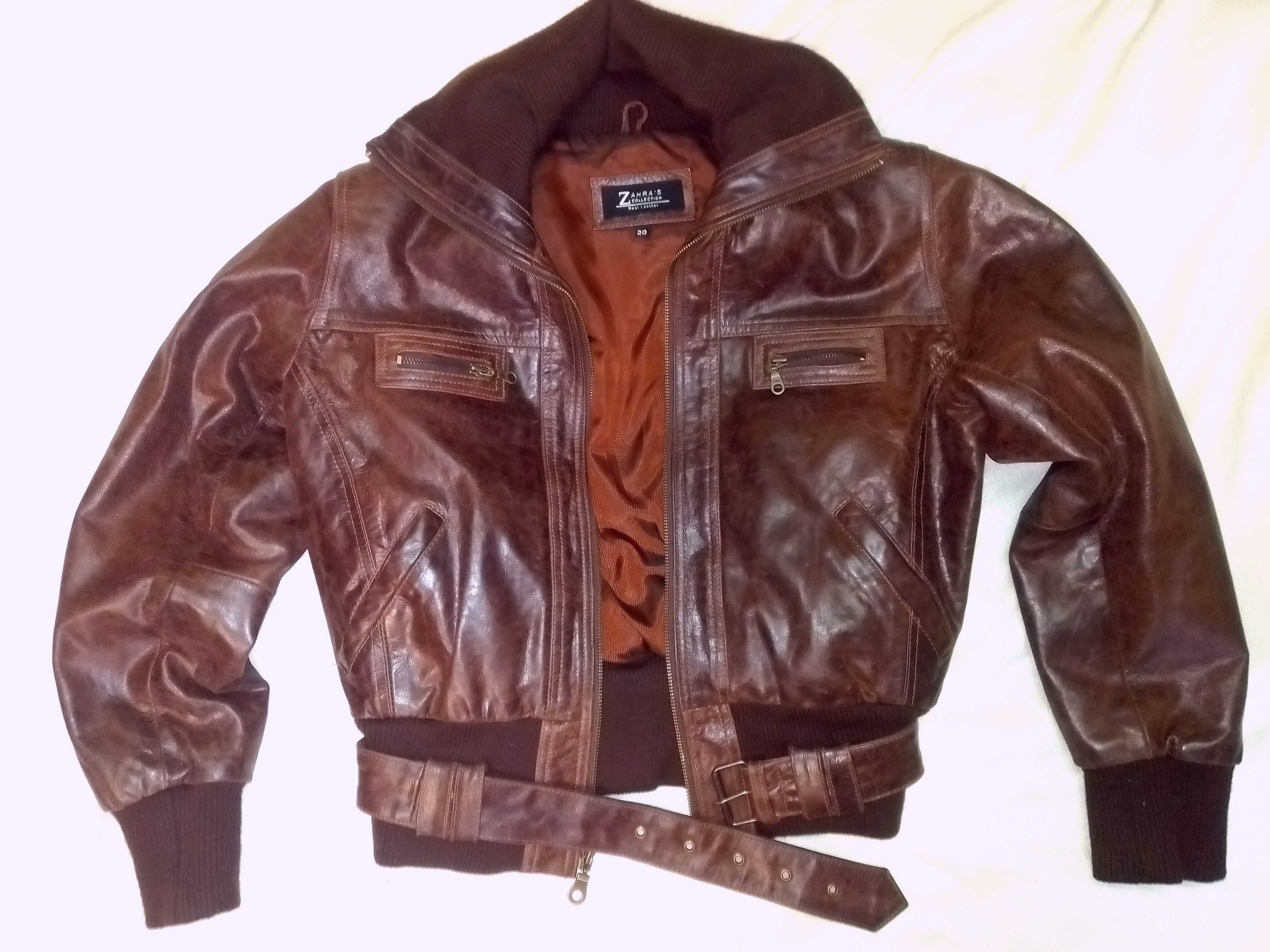 Куртка бомбер Zahra's кожаная винтаж эксклюзивный пошив 48-50 размер
