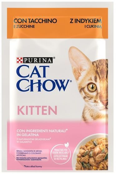 Pyszna karma dla kociąt z indykiem i cukinią w galaretce - Purina 85g