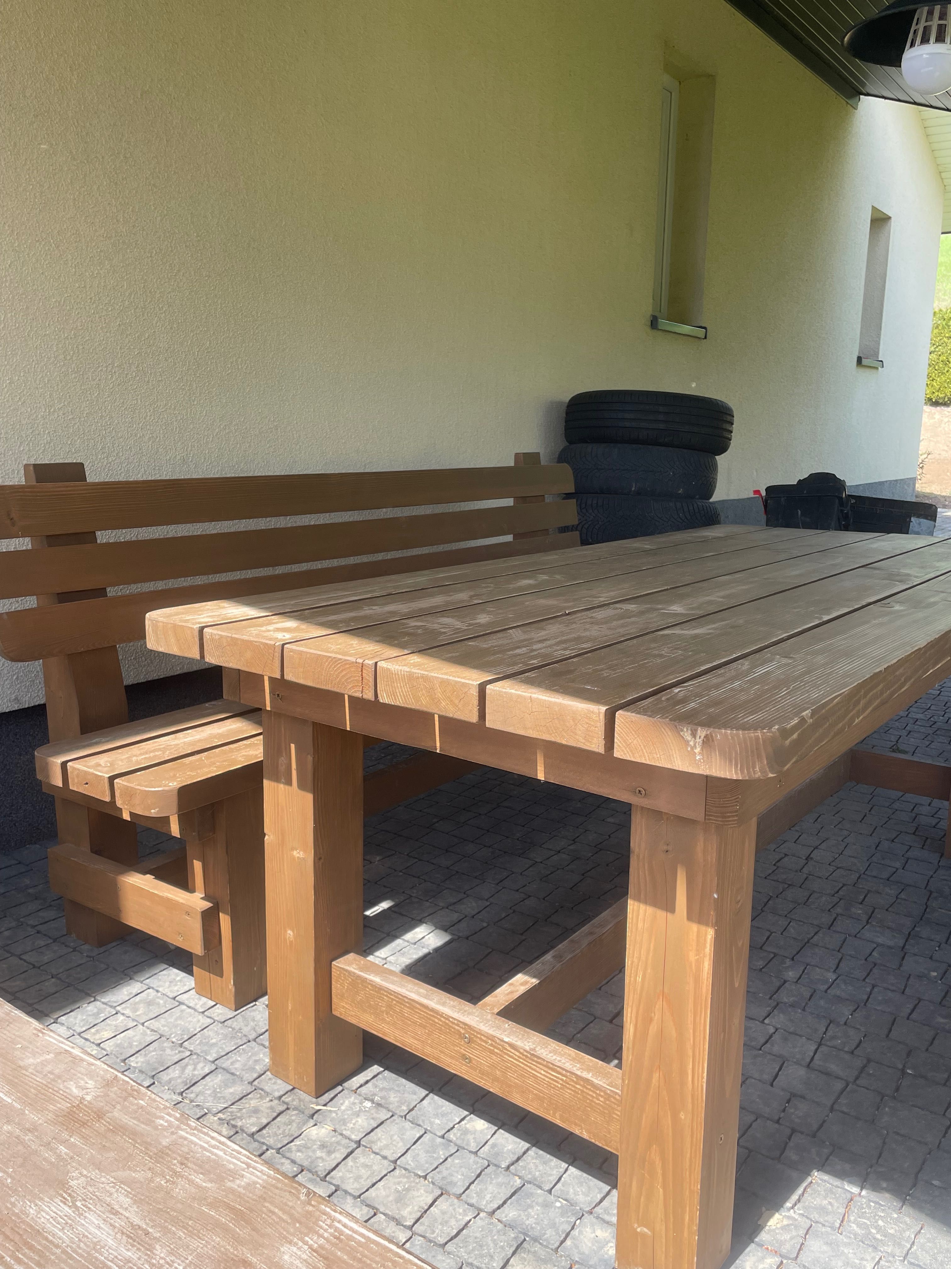 Ławka stół komplet ogrodowy drewniany