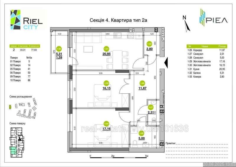 Продаж 2 кім квартира в ЖК Riel City на вул. Рудненська