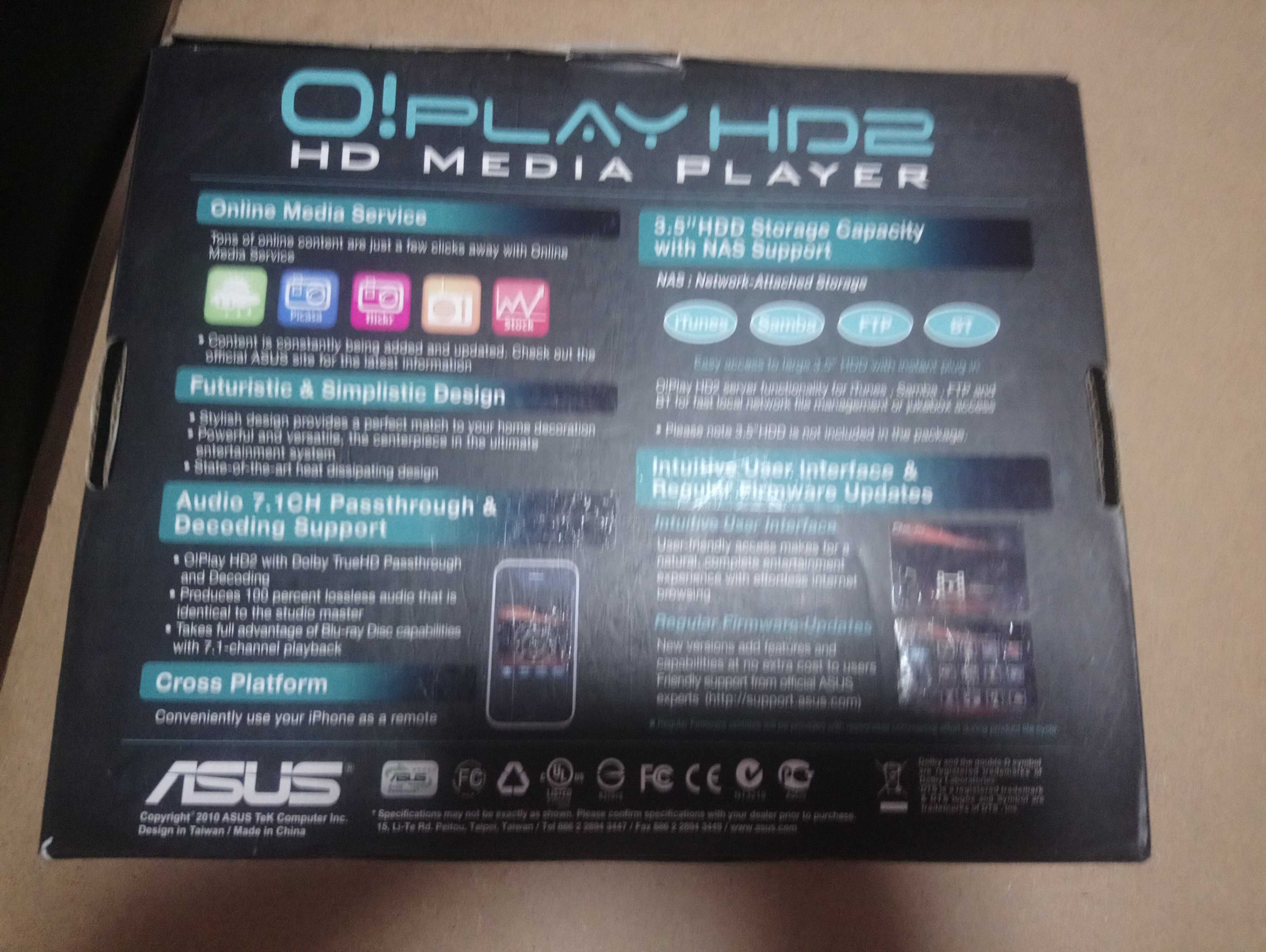 HD Media Player ASUS O!play hd2. С отсеком для HDD 3,5 Dlna Samba FTP