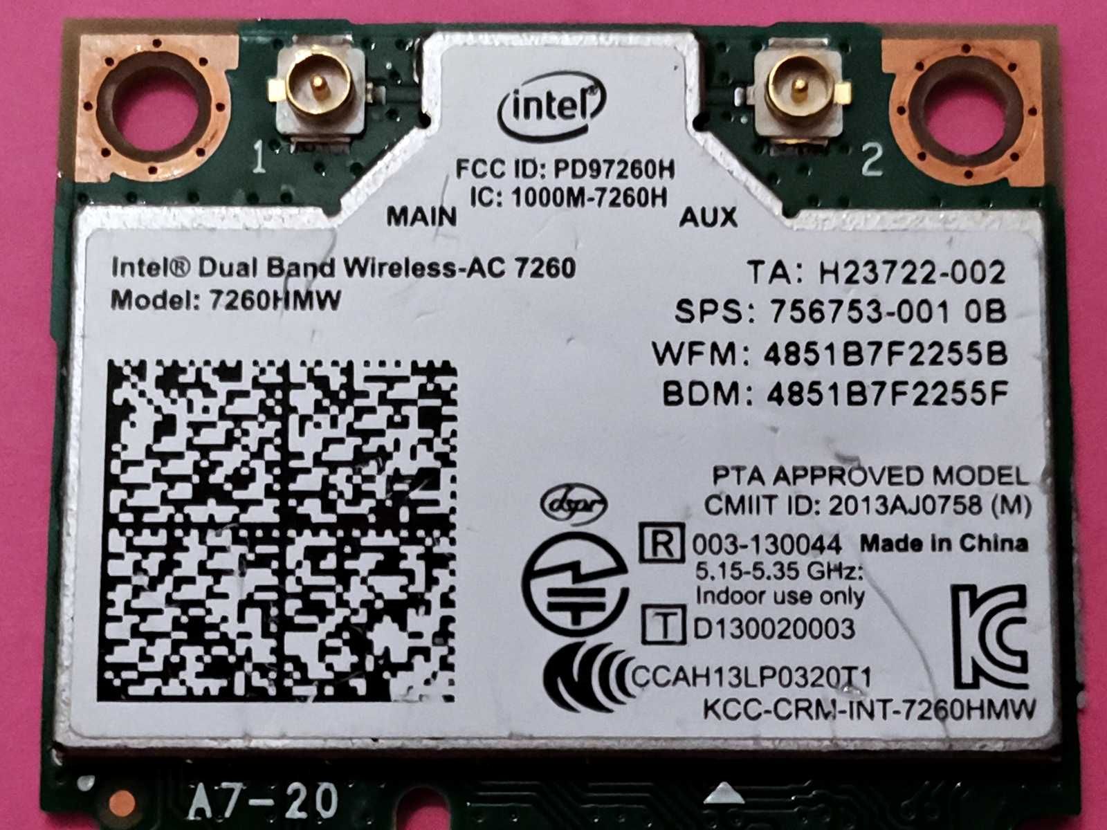 iNteL 7260  7260HMw DuaL Band - Karta Sieciowa WiFi
