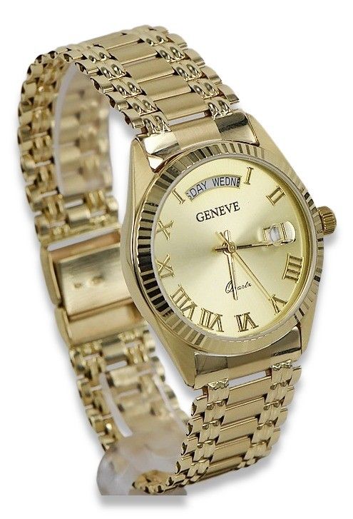 Prześliczny złoty zegarek damski 14k 585 Geneve mw013ydg&mbw006yo-f W