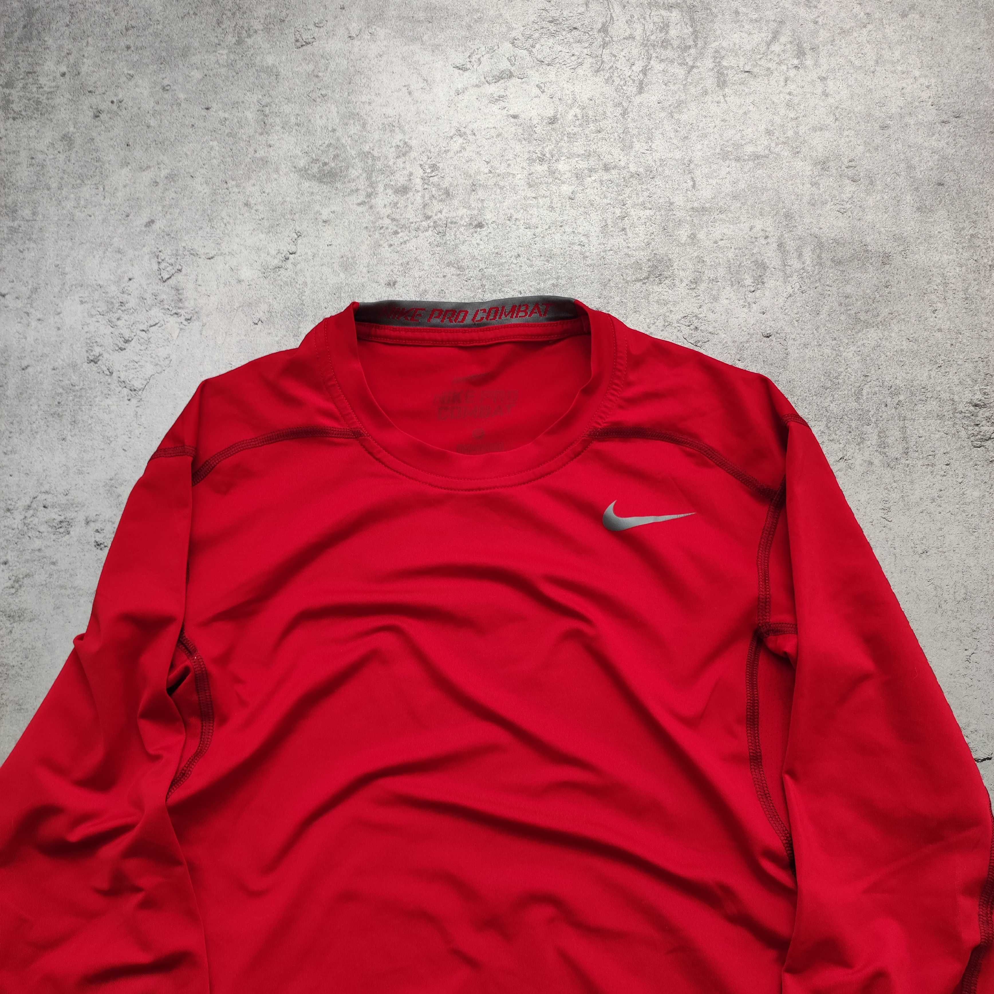 MĘSKA Koszulka Sportowa Czerwona Nike PRO Combat Dri-Fit Kompresyjna