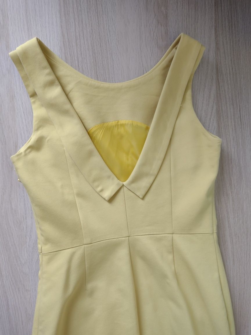 Żółta musztardowa ołówkowa sukienka mohito 38