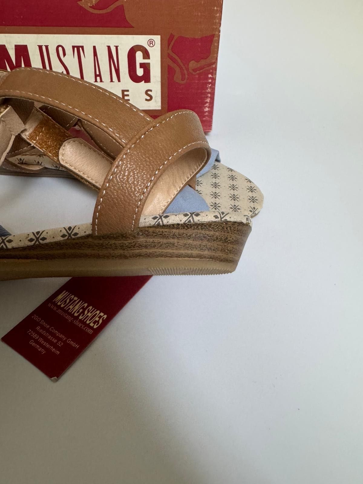 Nowe sandały dziewczęce MUSTANG SHOES brązowe niebieskie 34