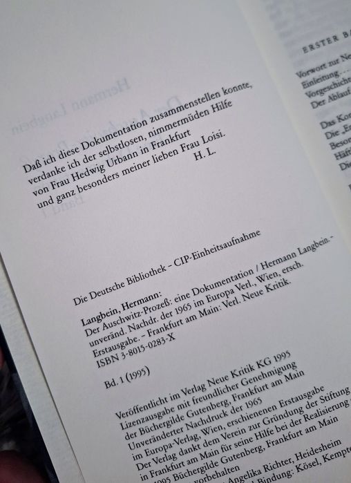 Hermann Langbein Der Auschwitz-Prozeß Literatura niemiecka Książka