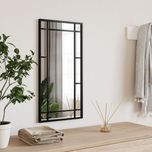 Vidaxl Lustro Ścienne, Czarne, 30X60 Cm, Prostokątne, Żelazo