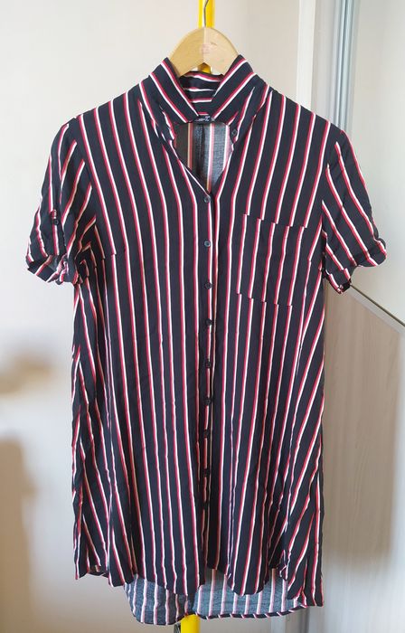 Długa koszula w paski sukienka koszulowa czarna w paski rozm. 40