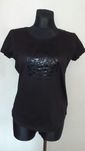 Koszulka damska t-shirt czarny czarna aplikacja M