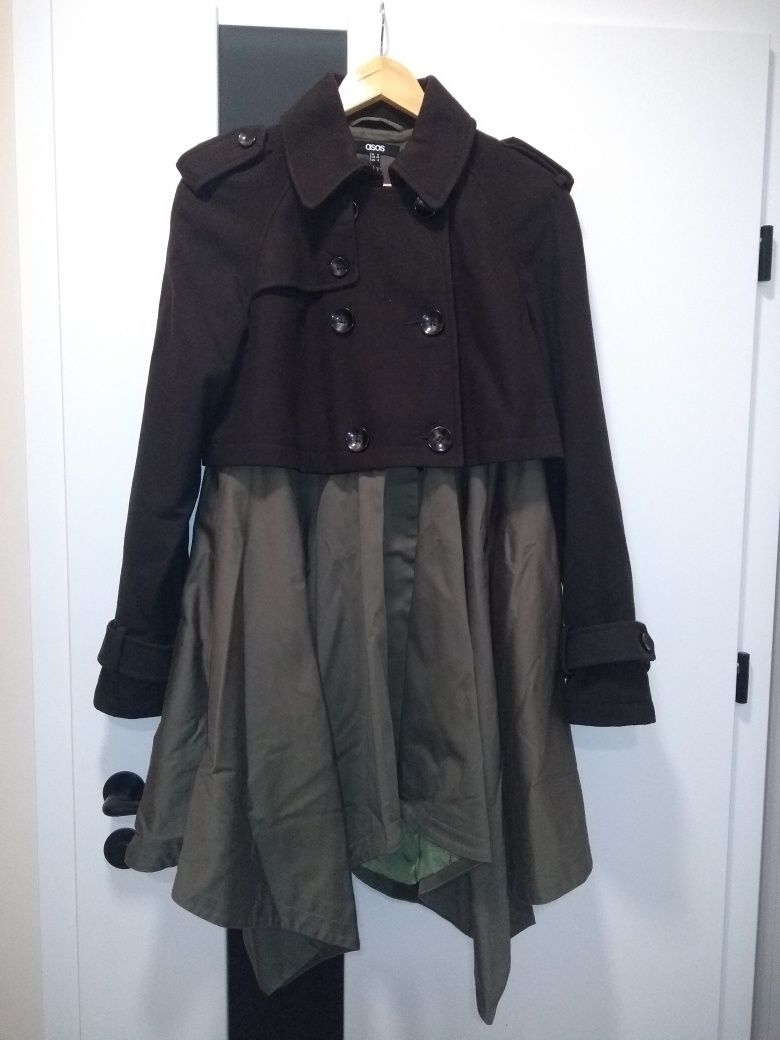 Niepowtarzalny, oryginalny płaszcz ASOS, styl, zielono-brązowy 40 L