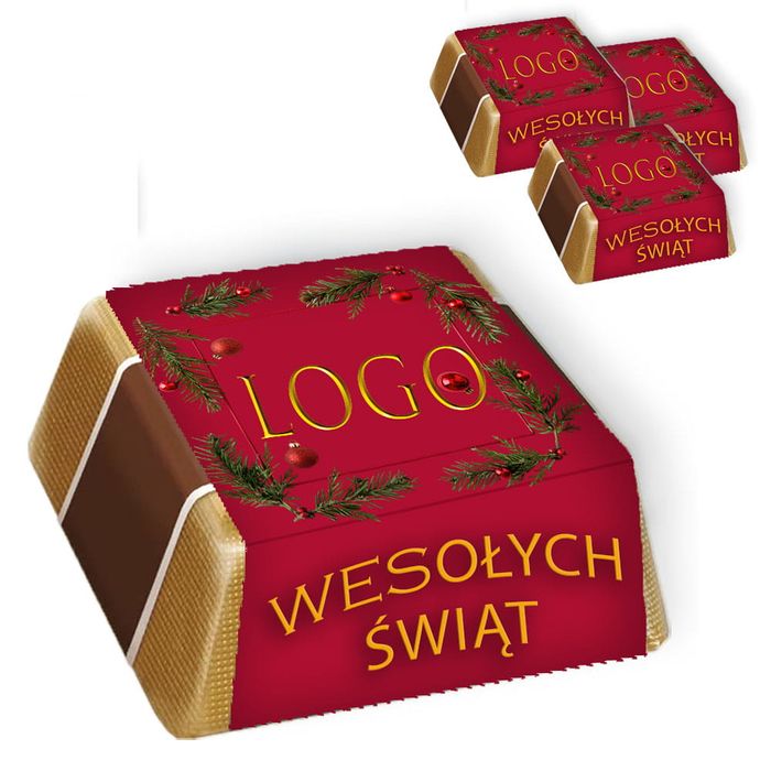 Czekoladki reklamowe z LOGO 15kg 900szt pistacja/czekolada