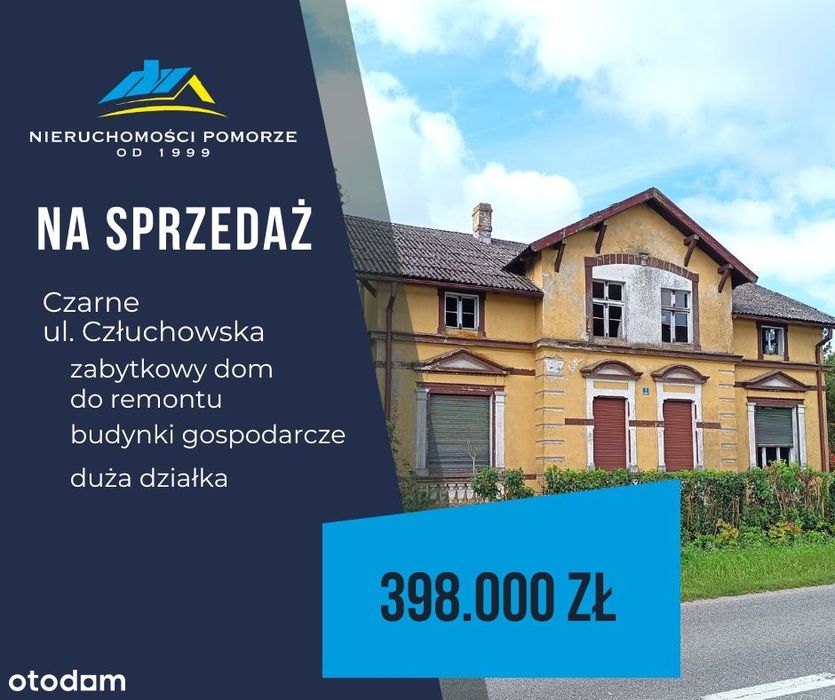 Stylowy przedwojenny dom do remontu Czarne k Szczecinka