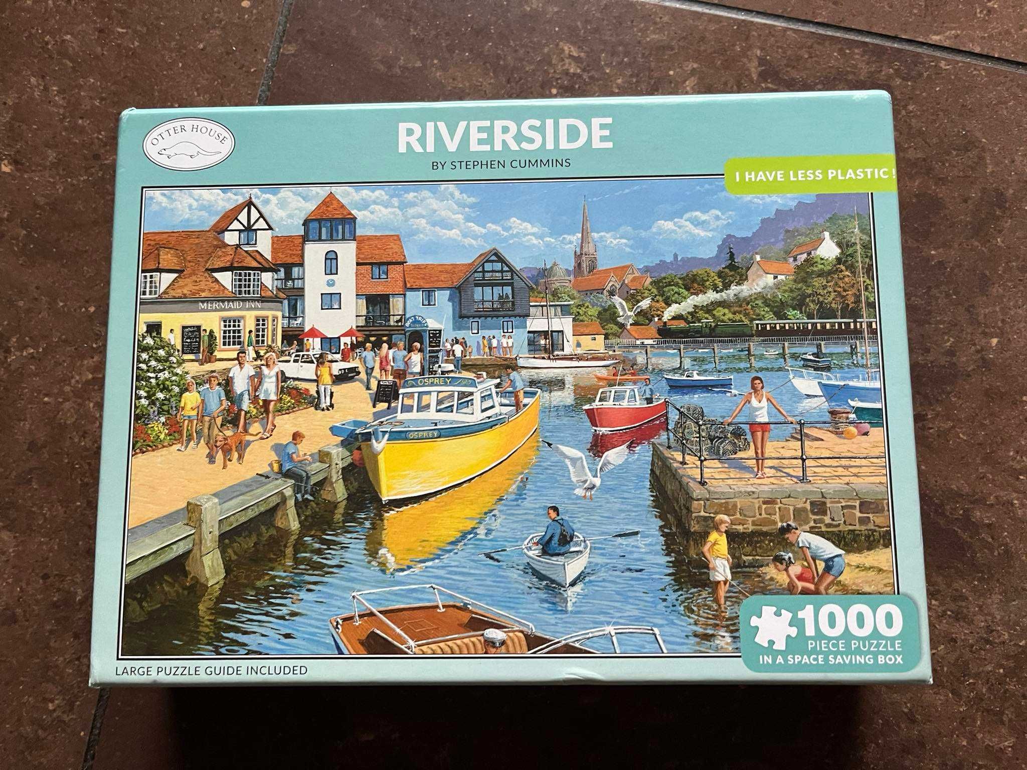 Puzzle Otter House Riverside port rzeka statek 1000
