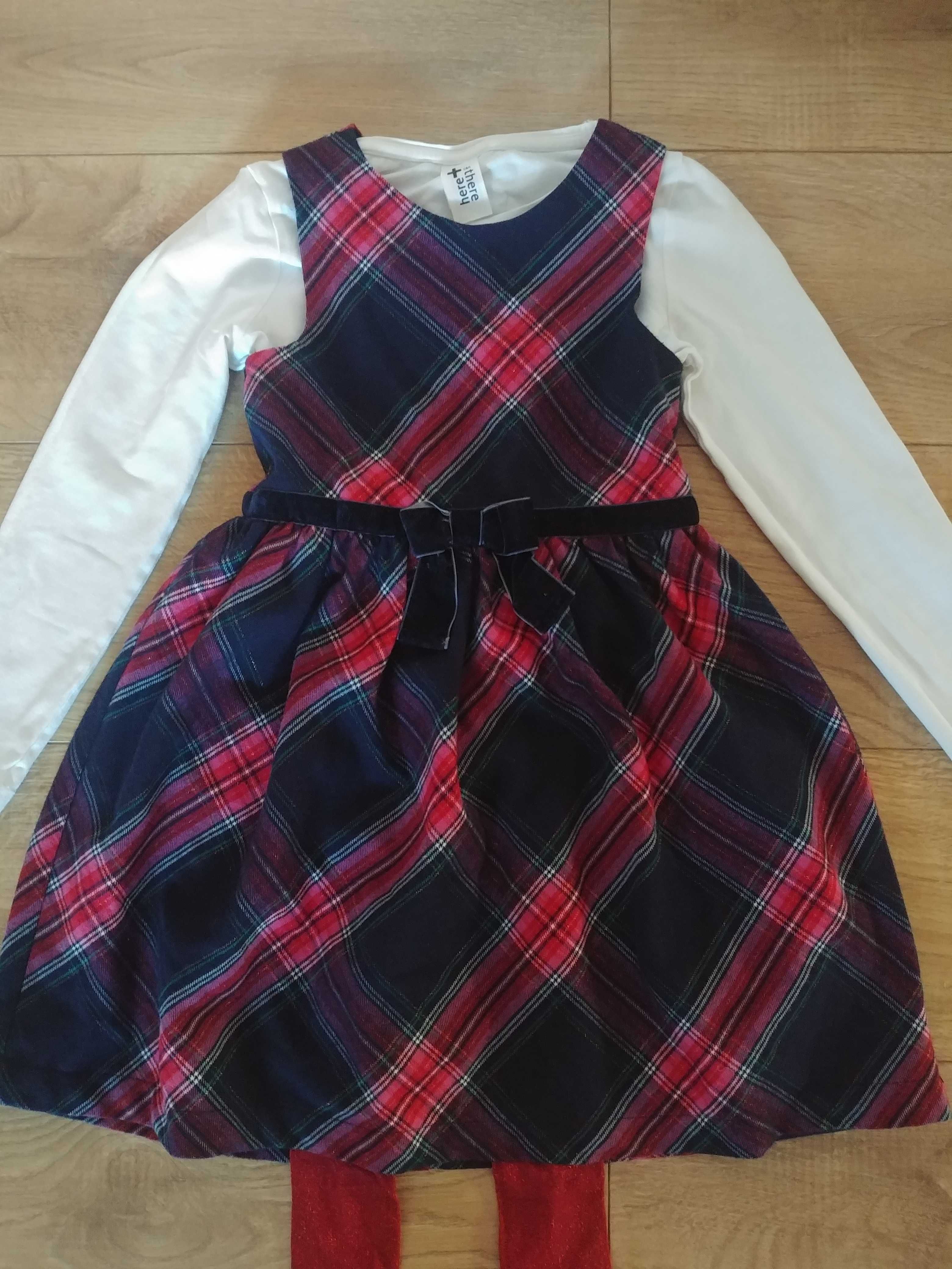 Jak nowa 122 H&M sukienka koszulka C&A rajstopy brokat dla dziewczynki