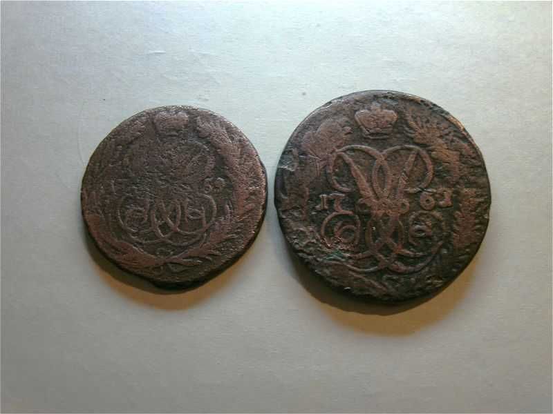 Монеты царские копейка 1759  2 две копейки 1761