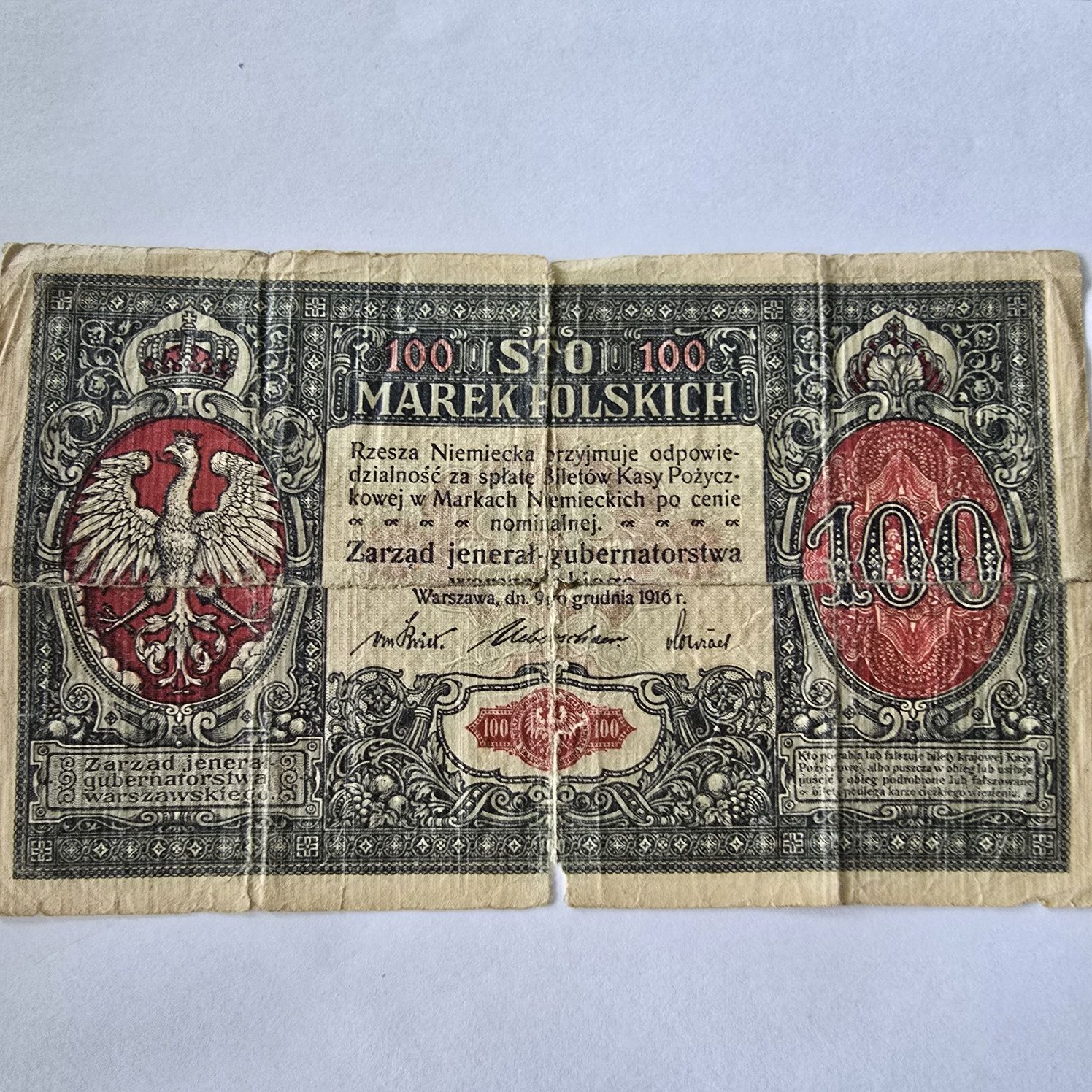 100 marek polskich 1916. Jenerał