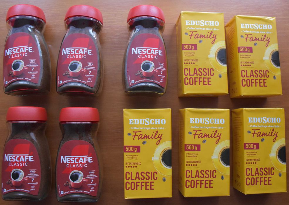 Kawa  10 sztuk, 5x Nescafe Classic 200g 5x Eduscho 500g