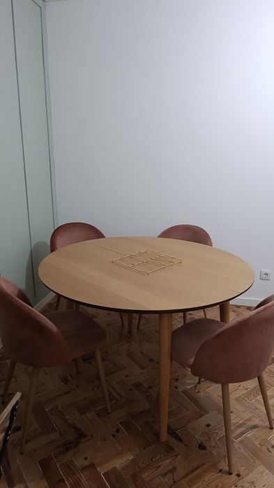 Conjunto 4 cadeiras estufadas, veludo rosa, Sklum