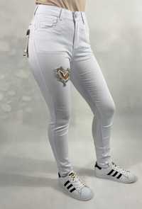 Spodnie XS 34 jeansy białe serce kryształowe Trang Jeans