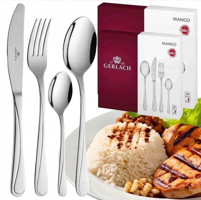 Komplet 48 SZTUĆCÓW POŁYSK 12 Osób sztućce pudełko GERLACH Mango