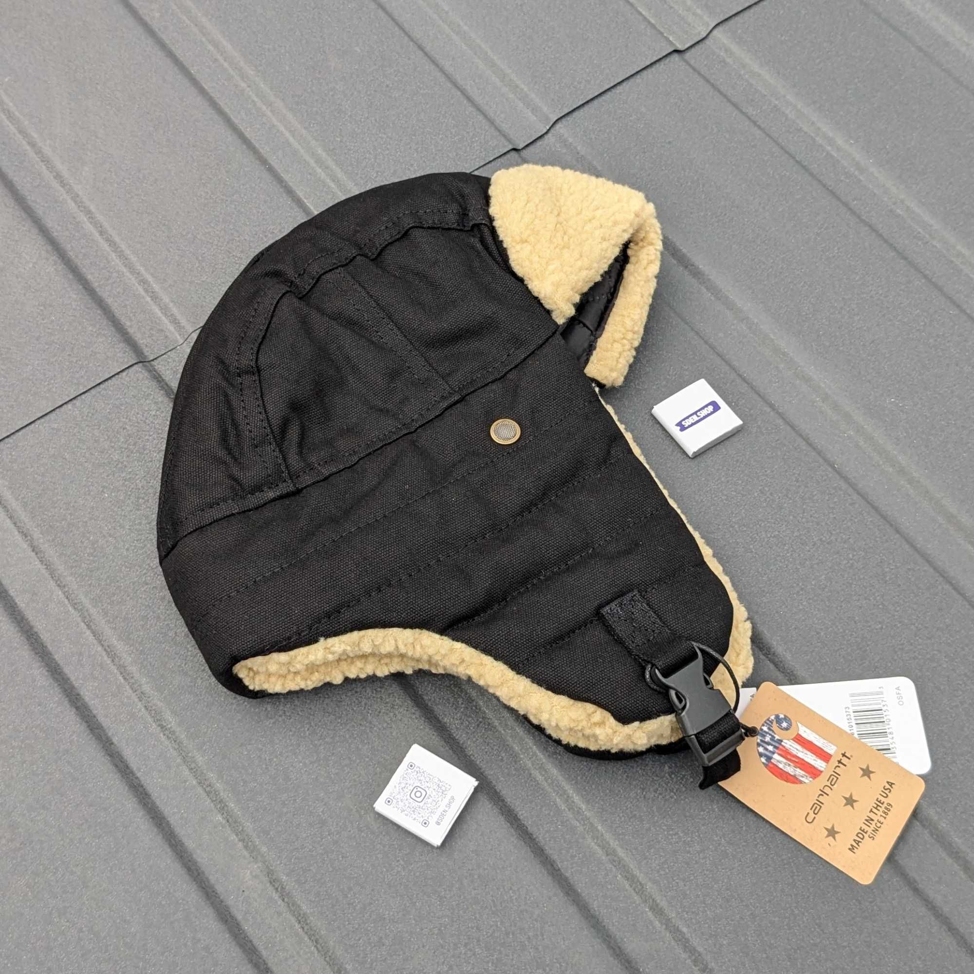 Вушанка Carhartt WIP, шапка кархарт, зимняя ушанка carhartt, чоловіча