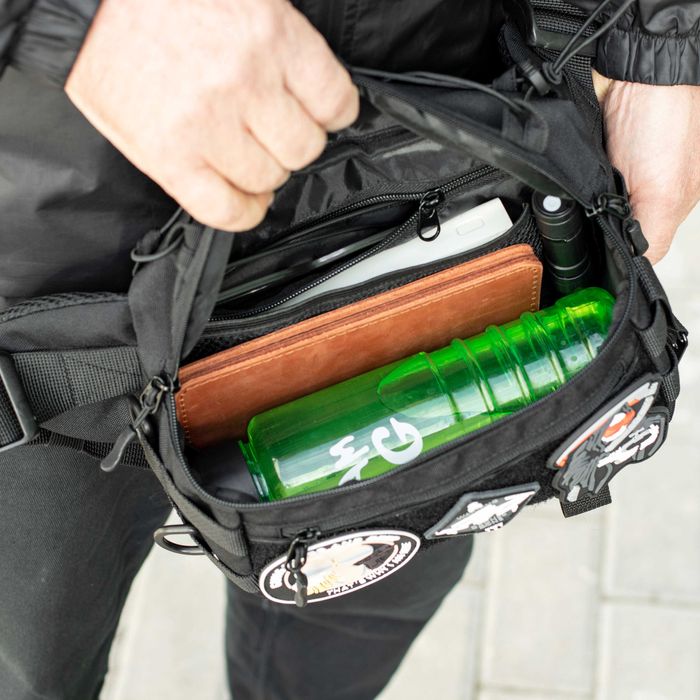 Тактична бананка нагрудна сумка TAC BIG Black поясна сумка з MOLLE