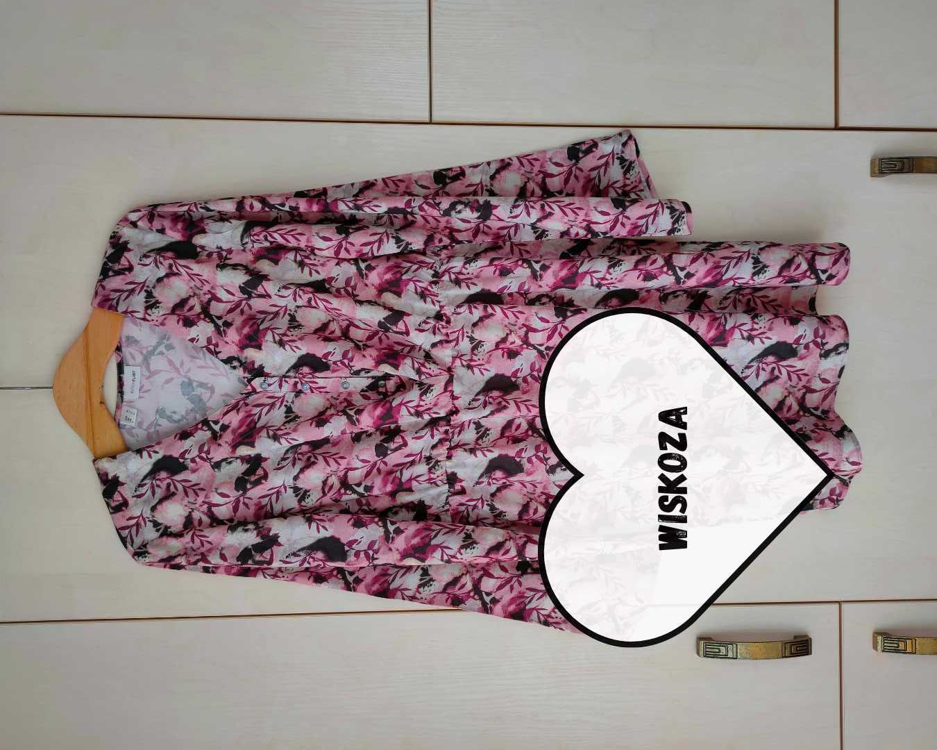NOWA sukienka Bodyflirt 44/46 (XXL) różowo-beżowa z wiskozy trapezowa
