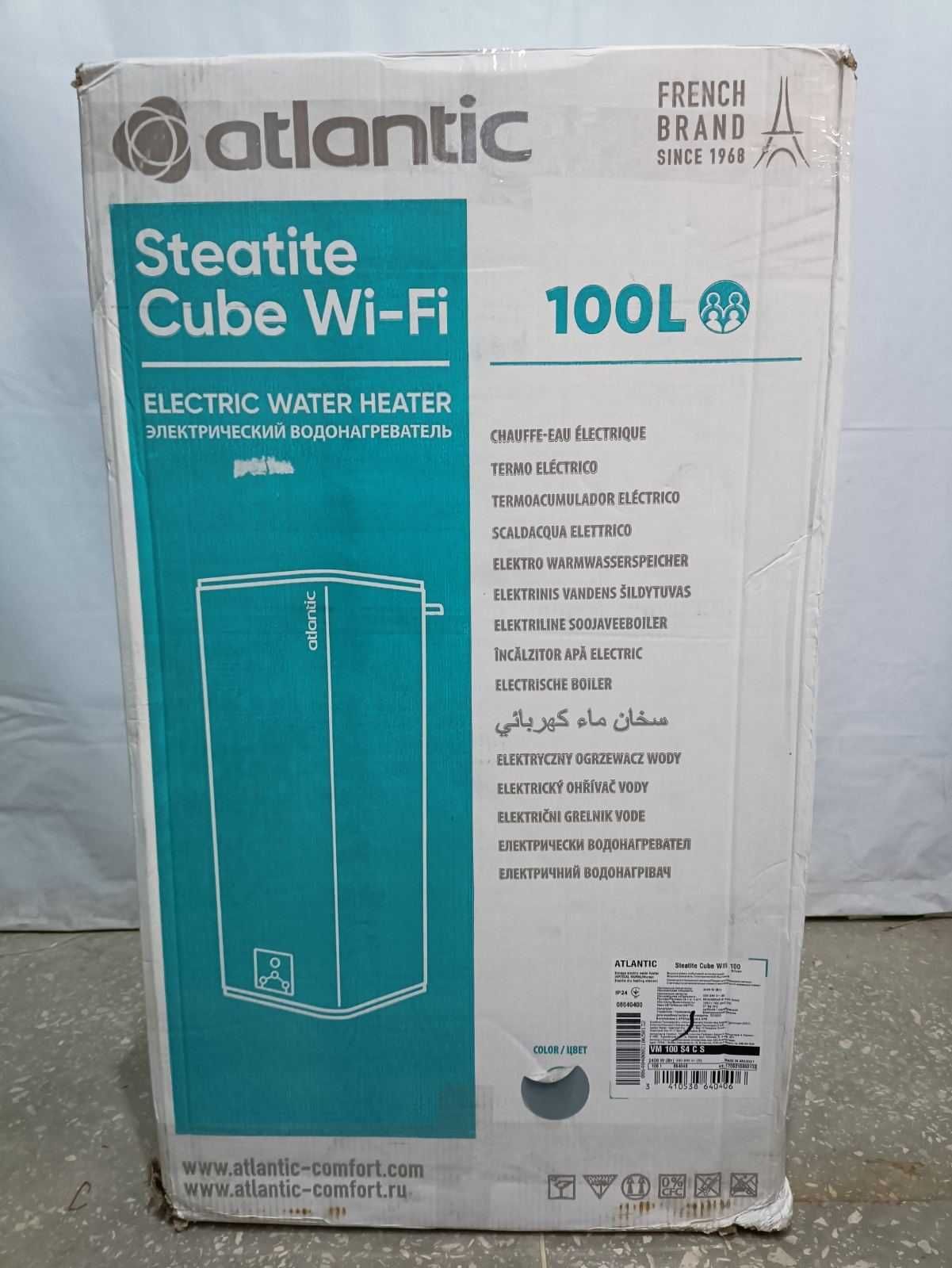 Новый водонагреватель бойлер Atlantic Steatite Cube WI-FI VM 100 S4CS