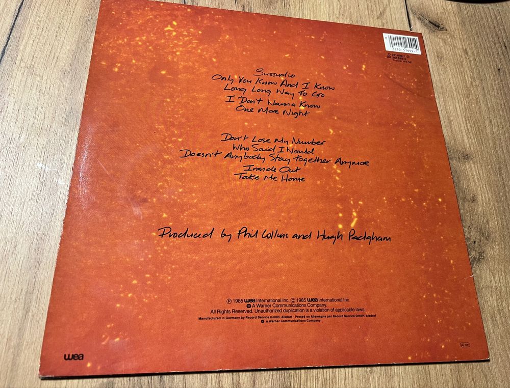 Phil Collins winyl LP No Jacket Required 1985
