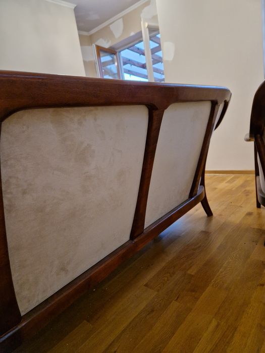 Zestaw mebli kanapa sofa fotele pikowana kolonialne retro drewno