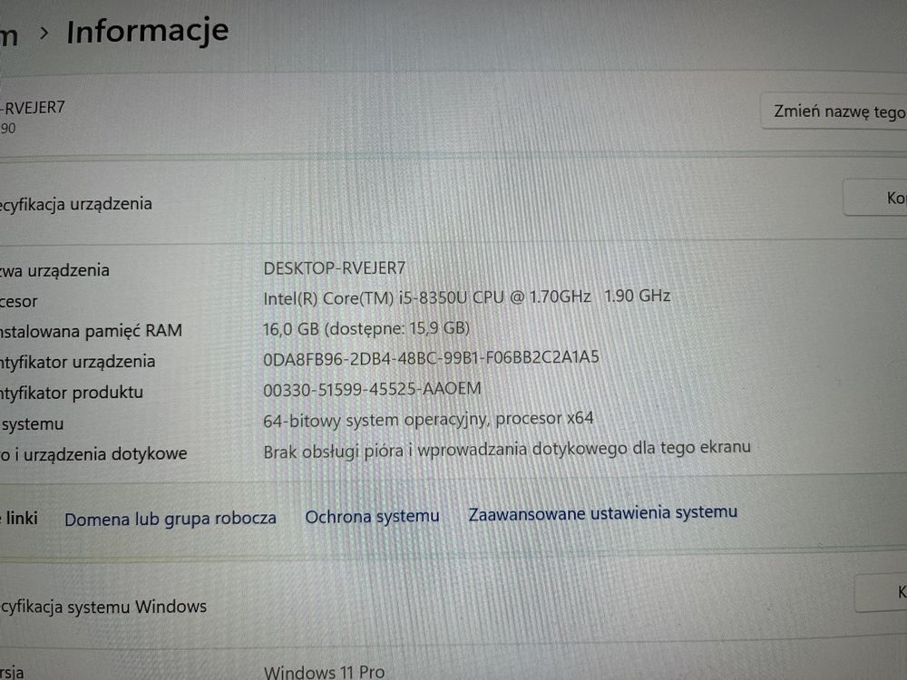 Dell Latitude 7390 i5-8350U 16GB RAM SSD 256GB FHD Windows11