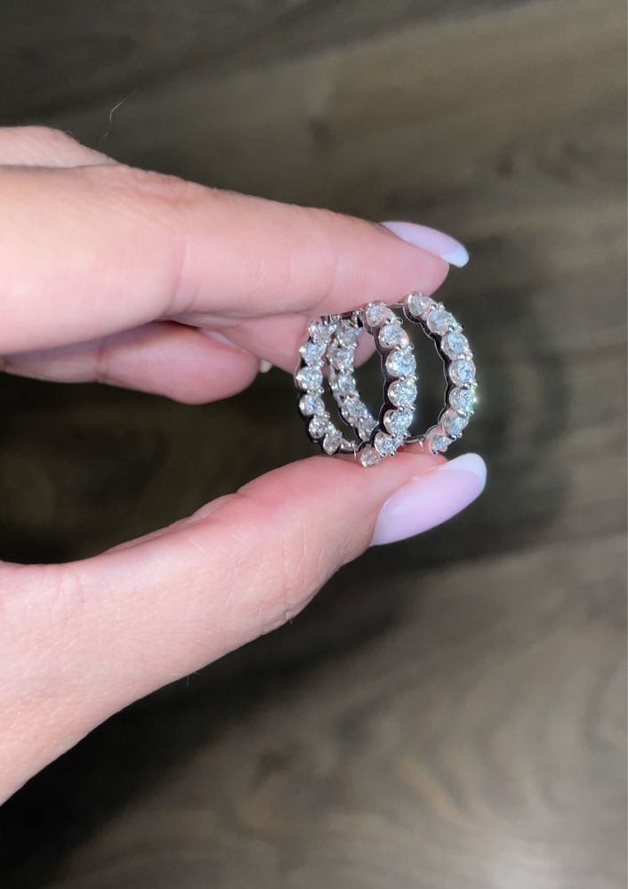 Невероятно яркий серьги с муассанитами 0.10ct серебро 925