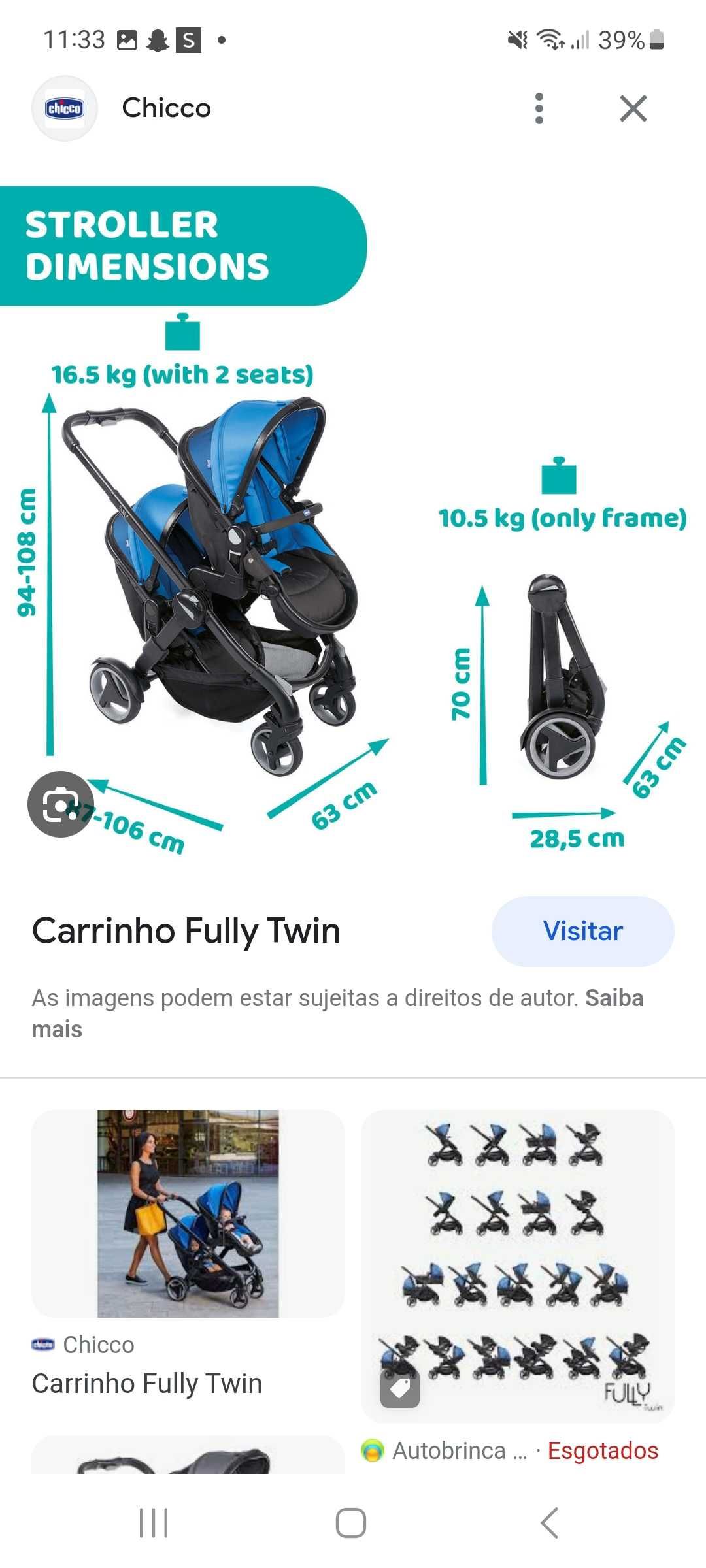 Carrinho Chicco 2 lugares