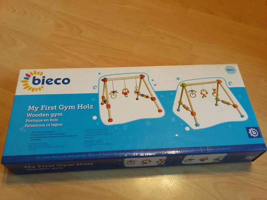 NOWY Trapez edukacyjny drewniany, mini siłownia, pałąk sensoryczny.