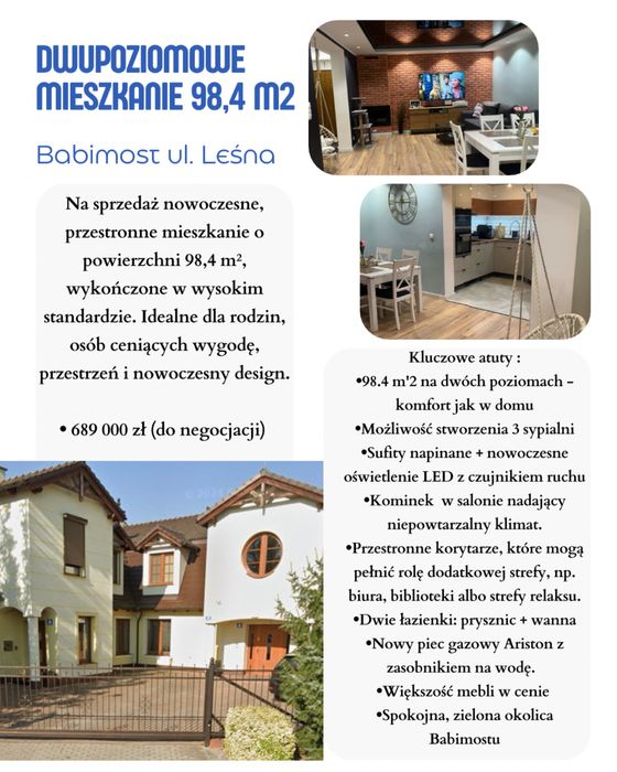 Dwupoziomowe mieszkanie 98,4 m2